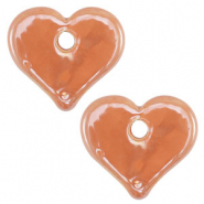 Perles en c&eacute;ramique DQ grecque coeur Orange