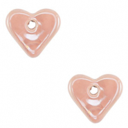 Perles en c&eacute;ramique DQ grecque coeur P&ecirc;che