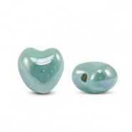 Perles en c&eacute;ramique DQ grecque coeur Turquoise