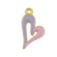 Breloques en métal DQ coeur Doré-violet lilas-rose clair (sans nickel)