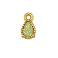 Breloques en métal DQ goutte Doré-pailleté vert clair (sans nickel)