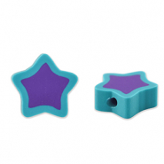 Perles en polymère étoile Violet-bleu turquoise