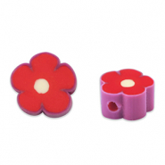 Perles en polymère fleur Rouge-mauve violet