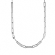 Colliers en acier Inox cha&icirc;ne maille Argent&eacute;