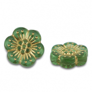 Perles acryliques fleur Vert-doré