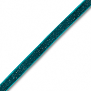 Ruban en velours Bleu sarcelle-argenté pailleté