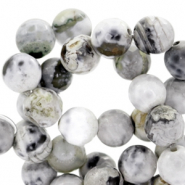 Pierres semi-précieuses facettées 8mm rond blanc-gris opal