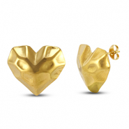 Boucles d'oreilles / puces d&rsquo;oreilles en acier Inox coeur Dor&eacute;