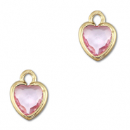 Pendentifs en verre Crystal glass coeur Rose clair-doré