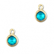 Pendentifs en verre Crystal glass rond Azul aquamarina-doré