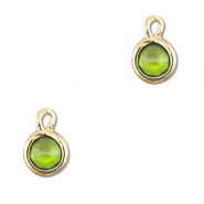 Pendentifs en verre Crystal glass rond Vert-doré
