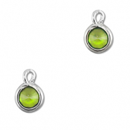 Pendentifs en verre Crystal glass rond Vert-argenté