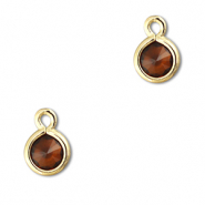 Pendentifs en verre Crystal glass rond Orange marron-doré