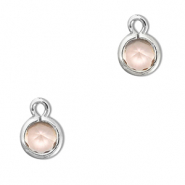 Pendentifs en verre Crystal glass rond Pêche-argenté