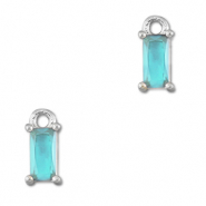 Pendentifs en verre Crystal glass rectangle Azul aquamarina-argenté