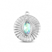 BY31® Breloques en acier Inox rond Argenté-aqua