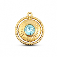 BY31® Breloques en acier Inox rond avec bague Doré-aqua