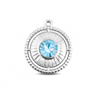 BY31® Breloques en acier Inox rond avec bague Argenté-aqua