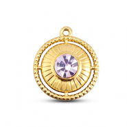 BY31® Breloques en acier Inox rond avec bague Doré-lilas clair