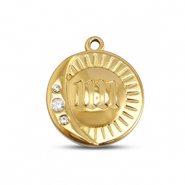 BY31® Breloques en acier Inox rond avec 11:11 Doré