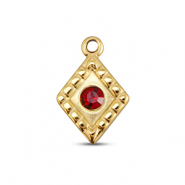 BY31® Breloques en acier Inox losange Doré-rouge rubis