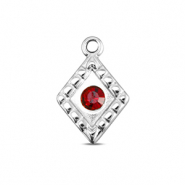 BY31® Breloques en acier Inox losange Argenté-rouge rubis