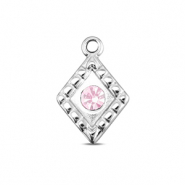 BY31® Breloques en acier Inox losange Argenté-rose doux opale