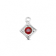 BY31® Breloques en acier Inox losange Argenté-rouge rubis