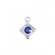 BY31® Breloques en acier Inox losange Argenté-bleu saphir