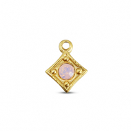 BY31® Breloques en acier Inox losange Doré-rose doux opale