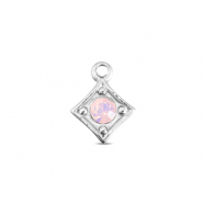 BY31® Breloques en acier Inox losange Argenté-rose doux opale