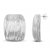 Boucles d'oreilles / puces d’oreilles en acier Inox rectangle Argenté