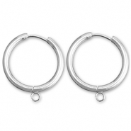 Boucles d'oreilles en acier inox créoles avec anneau 21mm Argenté