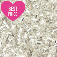 Perles de rocailles 8/0 (3mm) Transparant doublure argenté