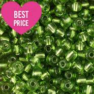 Perles de rocailles 8/0 (3mm) Vert doublure argenté