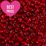Perles de rocailles 8/0 (3mm) Rouge foncé doublure argenté