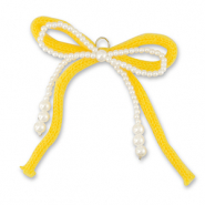 Pendentifs accroche-regard double n&oelig;ud Blanc-jaune