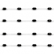 Apprêts en acier inox chaîne maille jaseron ovale Argenté-noir