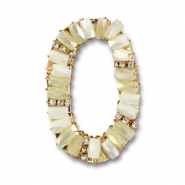 Boucles pendentifs facettées ovale Blanc AB-transparent AB-doré