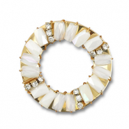 Boucles pendentifs facettées rond Blanc AB-blanc transparent AB-doré