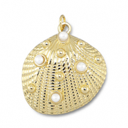 Métal TQ laiton breloques coquille avec perles Doré-blanc