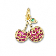 Métal TQ laiton breloques cerises Doré-fuchsia