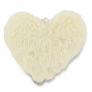 Pendentifs accroche-regard pompon c&oelig;ur Blanc cass&eacute;