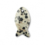 Pierres naturelles pendentifs jaspe dalmatien poisson Greige-noir