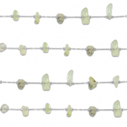 Apprêts en acier inox chaîne maille jaseron Prehnite irrégulier Argenté-vert clair