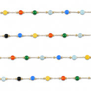 Apprêts en acier inox chaîne maille jaseron Agate rond Doré-multicolore