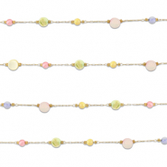 Apprêts en acier inox chaîne maille jaseron rond Doré-multicolore pastel