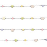 Apprêts en acier inox chaîne maille jaseron rond Argenté-multicolore pastel