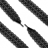 Lacet pour chaussure tendance en dentelle avec c&oelig;ur Noir
