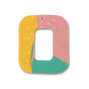Pendentifs en polymère carré Vert-rose-jaune ocre